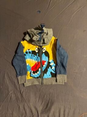 Kids Dinosaur Hoodie 90 Toddler Yellow Blue Gray Zip Jacket Spikes Graphic